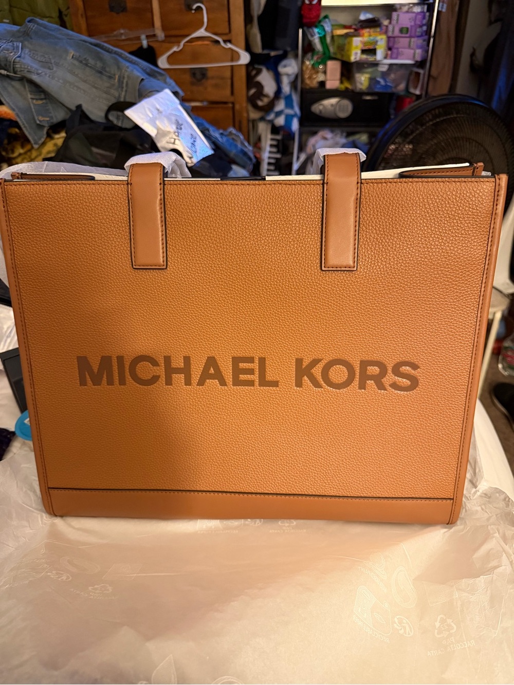 Michael Kors Cognac Leather Logo Tote